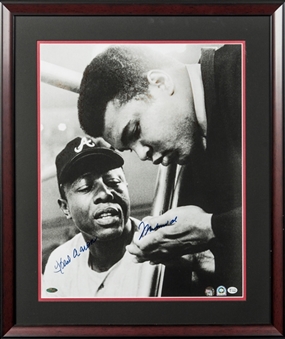 Hank Aaron & Muhammad Ali Dual Signed Framed Photograph 16x20 Framed to 22x26- Steiner,MLB, Online Authentics